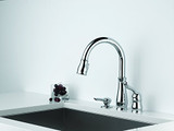 Delta Leland 978-SD-DST Single Handle Pull-Down Kitchen Faucet with Soap Dispenser - Single Handle Lever: Chrome