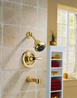 Delta Classic T13420-PBSHCPD Monitor 13 Series Tub & Shower Trim - Single Handle Lever: Polished Brass