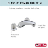 Delta Classic T2710 Roman Tub Trim - Two Handle Knob: Chrome