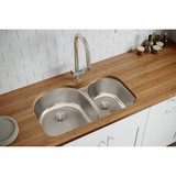 Elkay Lustertone Classic Stainless Steel 31-1/4" x 20" x 7-1/2" Offset 60/40 Double Bowl Undermount Sink