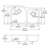 Elkay Lustertone Classic Stainless Steel 31-1/4" x 20" x 7-1/2" Offset 60/40 Double Bowl Undermount Sink