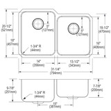 Elkay Lustertone Classic Stainless Steel 31-1/4" x 20-1/2" x 9-7/8", Offset Double Bowl Undermount Sink