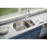 Elkay Lustertone Classic Stainless Steel 31-1/2" x 21-1/8" x 10", Offset 70/30 Double Bowl Undermount Sink