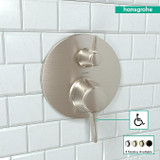 Hansgrohe 04449820 Ecostat Classic Pressure Balance Trim with Diverter, Round in Brushed Nickel