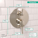 Hansgrohe 04449830 Ecostat Classic Pressure Balance Trim with Diverter, Round in Polished Nickel