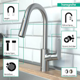 Hansgrohe 04506801 Focus Prep Kitchen Faucet, 2-Spray Pull-Down, 1.75 GPM in Steel Optic