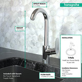 Hansgrohe 04507001 Focus Bar Faucet, 1.5 GPM in Chrome