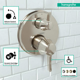 Hansgrohe 15752831 Ecostat Classic Thermostatic Trim with Volume Control, Round in Polished Nickel