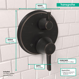 Hansgrohe 15752921 Ecostat Classic Thermostatic Trim with Volume Control, Round in Rubbed Bronze