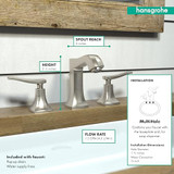 Hansgrohe 31073821 Metris C Widespread Faucet: Brushed Nickel