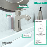 Hansgrohe 31075821 Metris C Single Hole Faucet: Brushed Nickel