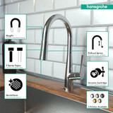 Hansgrohe 72813001 Talis S High Arc Kitchen Faucet, 2-Spray Pull-Down, 1.75 GPM in Chrome