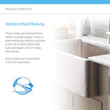 Native Trails CSP551 REDONDO GRANDE: Hammered Copper Bar/Prep Sink