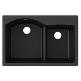 Elkay Quartz Classic 33" x 22" x 10", Offset 60/40 Double Bowl Drop-in Sink with Aqua Divide, Black