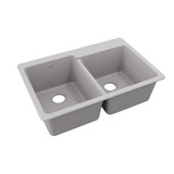 Elkay Quartz Classic 33" x 22" x 9-1/2", Offset Double Bowl Drop-in Sink, Greystone