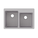 Elkay Quartz Classic 33" x 22" x 9-1/2", Offset Double Bowl Drop-in Sink, Greystone