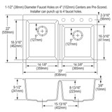 Elkay Quartz Classic 33" x 22" x 9-1/2", Offset Double Bowl Drop-in Sink, Greystone