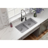 Elkay Quartz Classic 33" x 18-1/2" x 5-1/2", Double Bowl Undermount ADA Sink with Perfect Drain, Greystone