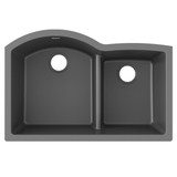 Elkay Quartz Classic 33" x 22" x 10" Offset 60/40 Double Bowl Undermount Sink with Aqua Divide Dusk Gray