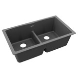 Elkay Quartz Classic 33" x 19" x 10", Equal Double Bowl Undermount Sink with Aqua Divide, Dusk Gray