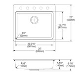 Elkay Quartz Classic 25" x 22" x 5-1/2", Single Bowl Drop-in ADA Sink with Perfect Drain, Mocha