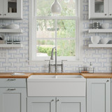 Elkay Fireclay 33" x 19-15/16" x 9", Equal Double Bowl Farmhouse Sink, White