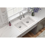 Elkay Quartz Classic 33" x 22" x 5-1/2" Double Bowl Drop-in ADA Sink with Perfect Drain White
