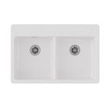 Elkay Quartz Classic 33" x 22" x 5-1/2" Double Bowl Drop-in ADA Sink with Perfect Drain White