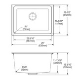 Elkay Quartz Classic 25" x 18-1/2" x 11-13/16", Undermount Laundry Sink with Perfect Drain, White