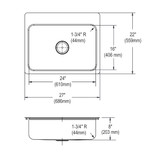 Elkay Dayton Stainless Steel 27" x 22" x 8" 1-Hole Single Bowl Dual Mount Sink