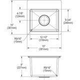 Elkay Crosstown 18 Gauge Stainless Steel 15" x 15" x 9" 1-Hole Single Bowl Dual Mount Bar Sink Kit