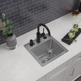 Elkay Crosstown 18 Gauge Stainless Steel 15" x 15" x 9" 3-Hole Single Bowl Dual Mount Bar Sink Kit