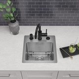 Elkay Crosstown 18 Gauge Stainless Steel 15" x 15" x 9" 3-Hole Single Bowl Dual Mount Bar Sink Kit