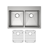 Elkay Crosstown 18 Gauge Stainless Steel 33" x 22" x 6", Equal 0-Hole Double Bowl Dual Mount ADA Sink Kit