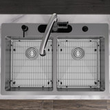 Elkay Crosstown 18 Gauge Stainless Steel 33" x 22" x 6", 5-Hole Equal Double Bowl Dual Mount ADA Sink Kit