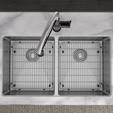 Elkay Crosstown 18 Gauge Stainless Steel 33" x 22" x 9" 1-Hole Equal Double Bowl Dual Mount Sink Kit