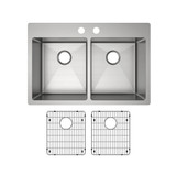Elkay Crosstown 18 Gauge Stainless Steel 33" x 22" x 9" 2-Hole Equal Double Bowl Dual Mount Sink Kit