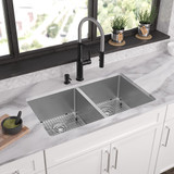 Elkay Crosstown 18 Gauge Stainless Steel 33" x 22" x 9" 2-Hole Equal Double Bowl Dual Mount Sink Kit