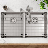 Elkay Crosstown 18 Gauge Stainless Steel 33" x 22" x 9" 2-Hole Equal Double Bowl Dual Mount Sink Kit with Aqua Divide