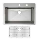 Elkay Crosstown 18 Gauge Stainless Steel 33" x 22" x 9" FR2-Hole Single Bowl Dual Mount Sink Kit