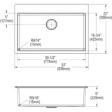 Elkay Crosstown 18 Gauge Stainless Steel 33" x 22" x 9" FR2-Hole Single Bowl Dual Mount Sink Kit