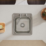 Elkay Dayton Stainless Steel 17" x 19" x 6-1/8" 2-Hole Single Bowl Drop-in Bar Sink