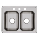 Elkay Dayton Stainless Steel 25" x 19" x 6-5/16" 3-Hole Equal Double Bowl Drop-in Sink