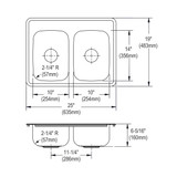Elkay Dayton Stainless Steel 25" x 19" x 6-5/16" 4-Hole Equal Double Bowl Drop-in Sink