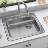 Elkay Dayton Stainless Steel 25" x 21-1/4" x 5-3/8" 3-Hole Single Bowl Drop-in Sink with Right Drain