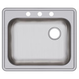 Elkay Dayton Stainless Steel 25" x 21-1/4" x 5-3/8" 3-Hole Single Bowl Drop-in Sink with Right Drain