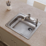 Elkay Dayton Stainless Steel 25" x 21-1/4" x 5-3/8" 4-Hole Single Bowl Drop-in Sink with Right Drain