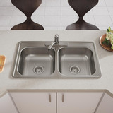 Elkay Dayton Stainless Steel 33" x 19" x 6-7/16" 3-Hole Equal Double Bowl Drop-in Sink