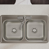 Elkay Dayton Stainless Steel 33" x 19" x 6-7/16" 3-Hole Equal Double Bowl Drop-in Sink