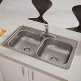 Elkay Dayton Stainless Steel 33" x 19" x 6-7/16" 3-Hole Equal Double Bowl Drop-in Sink